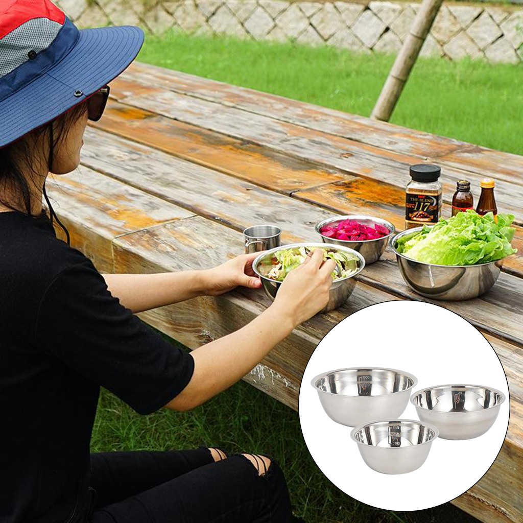 Stainless steel bowl set for mixing food, vegetables, fruits, rice, wash bowl, metal storage
