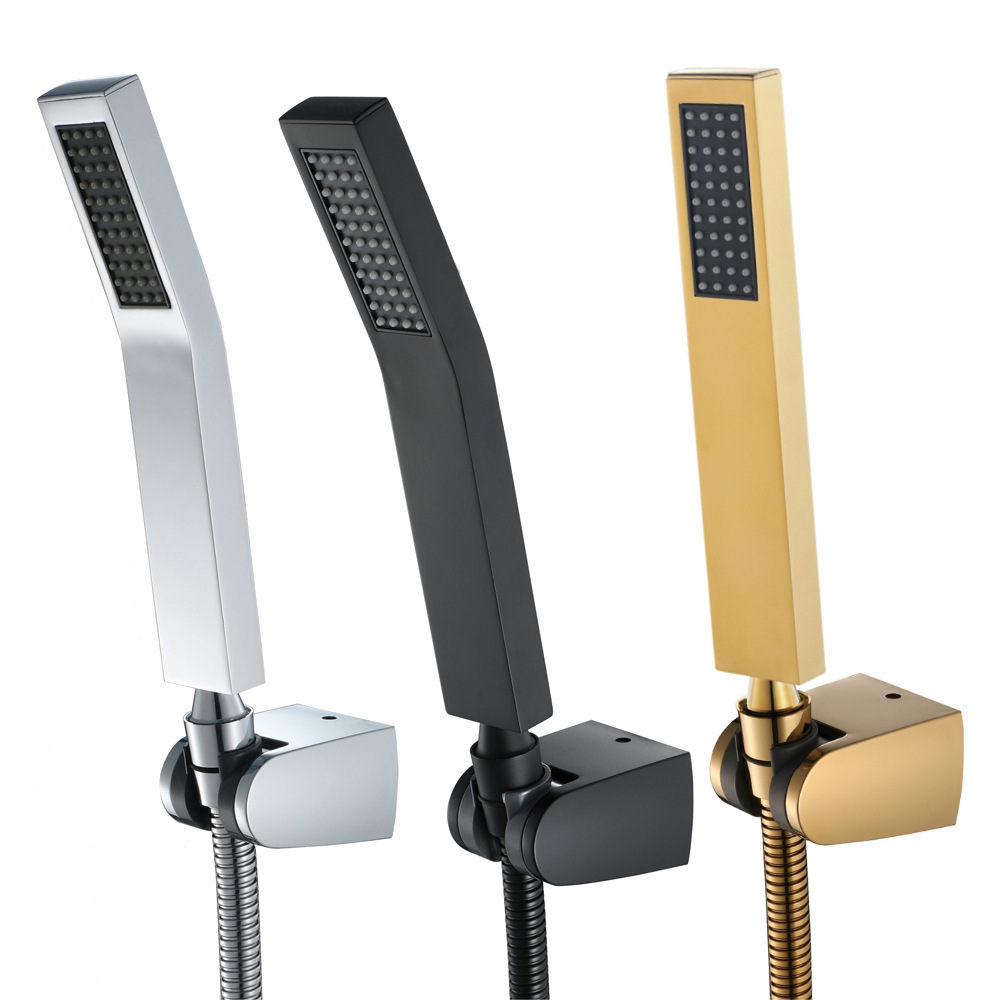 Bathroom black curved hand shower set square curved shower nozzle portable shower head