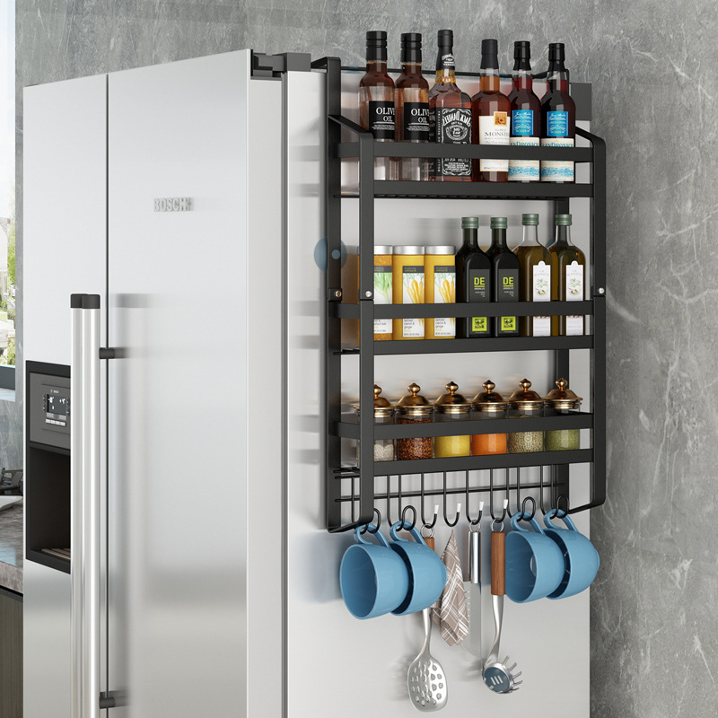 Refrigerator Storage Rack Side Shelf Sidewall Holder Multifunctional Carbon Steel Kitchen Supplies