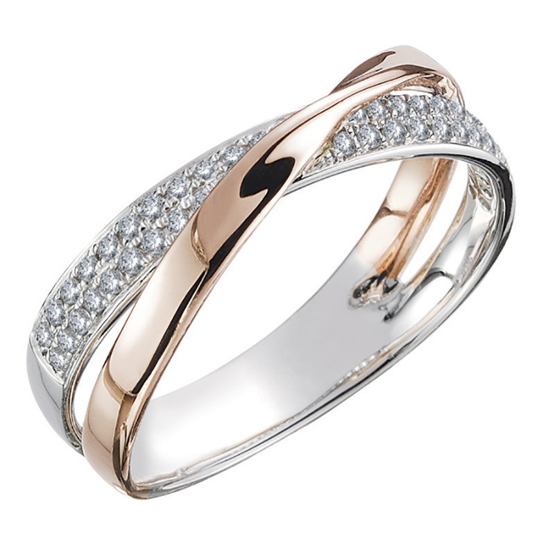Classic wedding rings for women fashion two tone shape cross stunning female engagement ring jewelry