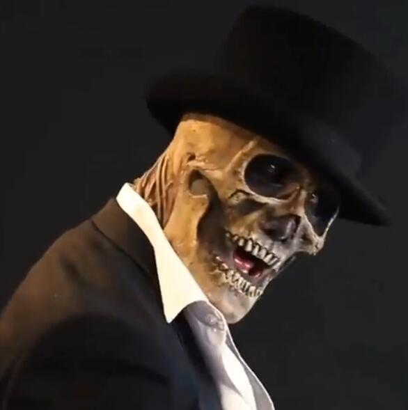 Halloween Movable Mouth Skeleton Mask Cosplay Horror Latex Mask Headgear