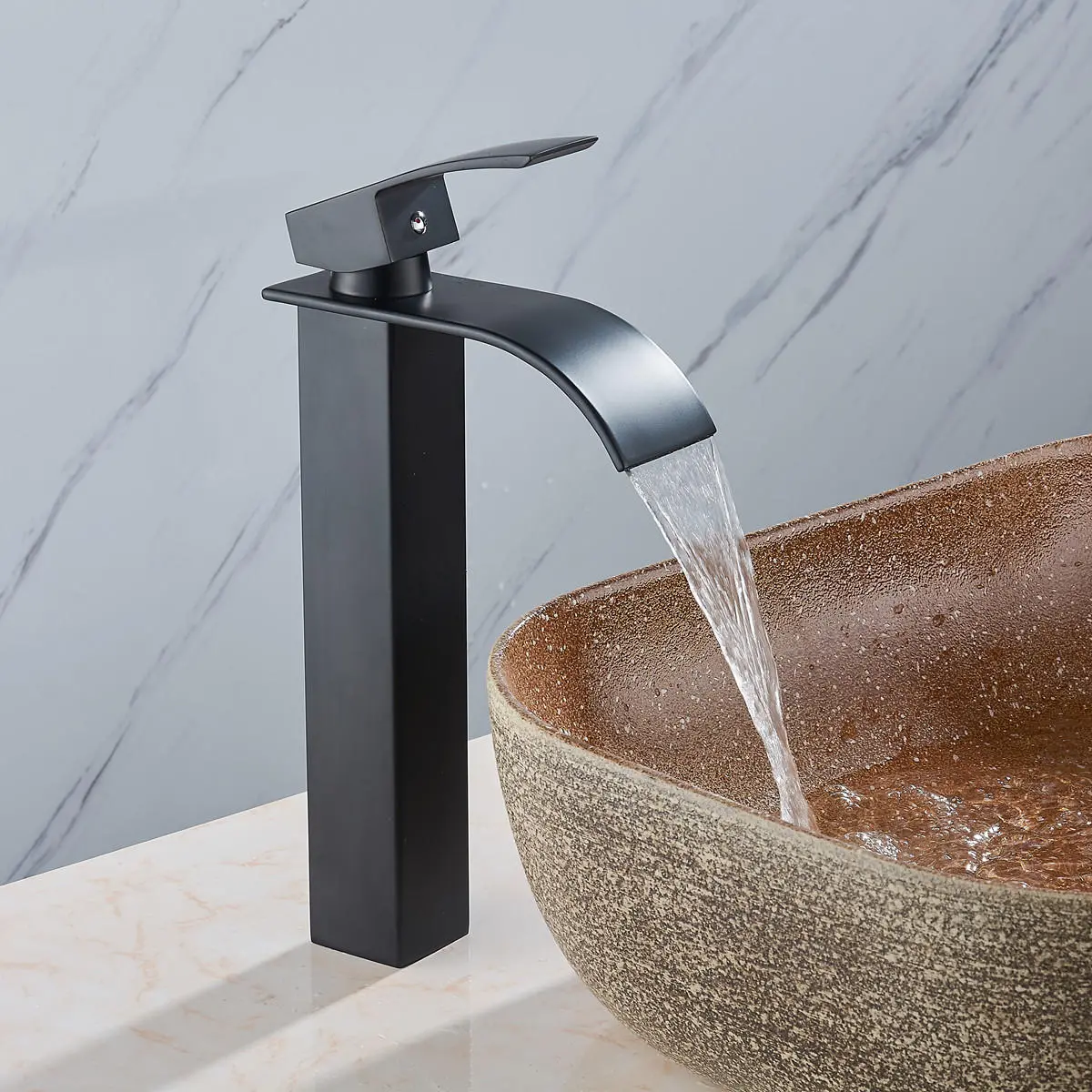 Black  Modern Bathroom Basin Faucet Bathroom Spout Faucet Hot & Cold Water Mixer Tap Single Handle