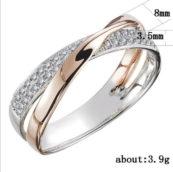 Classic wedding rings for women fashion two tone shape cross stunning female engagement ring jewelry