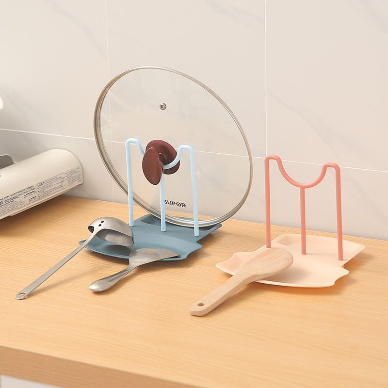 Kitchen organizer spatula pot lid rack plastic shelf spoon rest utensil multi-function dish rack