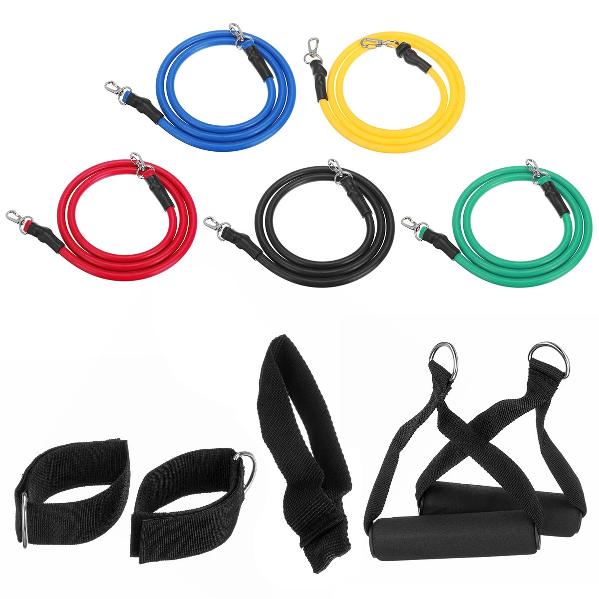11 Pcs Fitness Resistance Bands Set Gym Workout Pull Rope Exercise Elastic Band Max Load 100lb