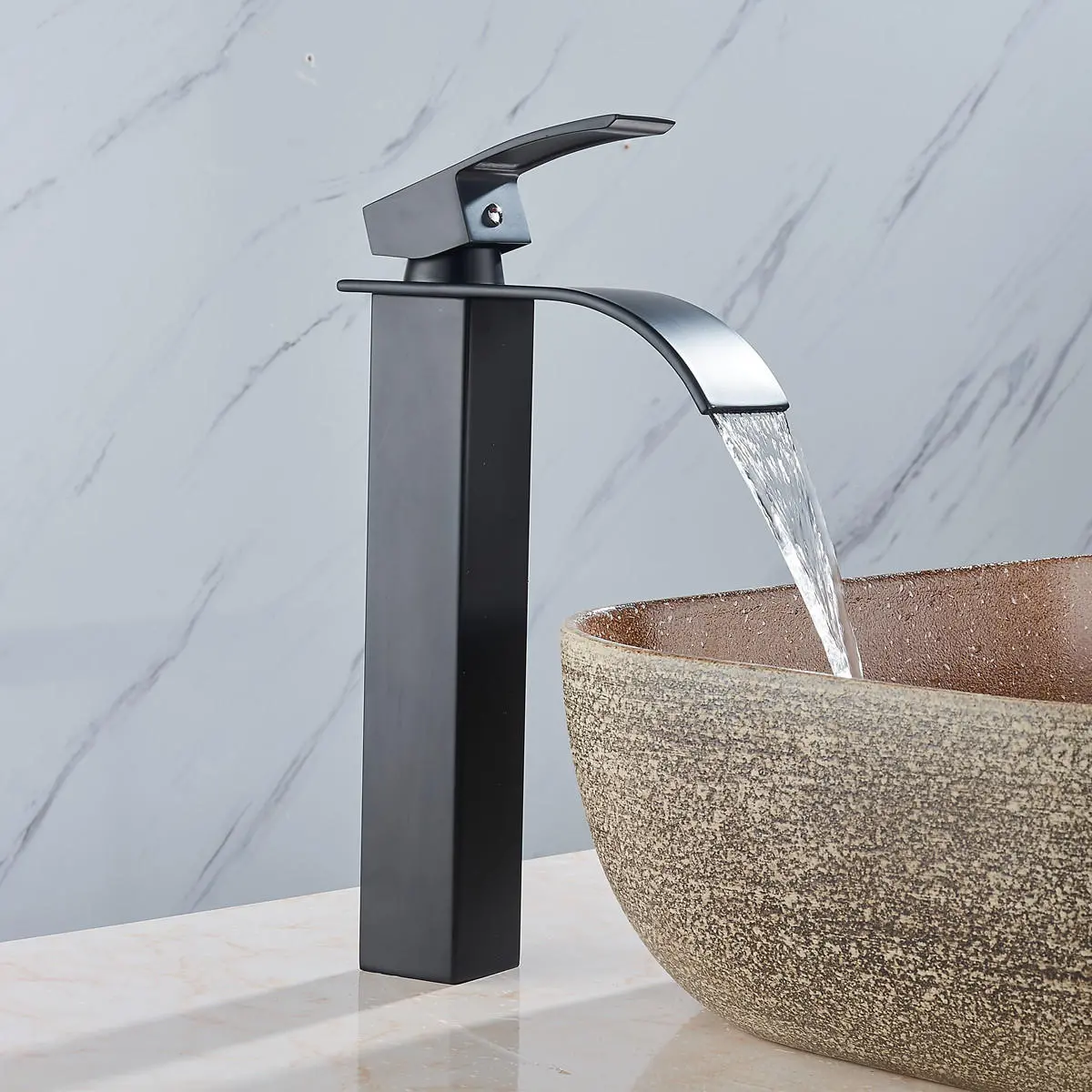Black  Modern Bathroom Basin Faucet Bathroom Spout Faucet Hot & Cold Water Mixer Tap Single Handle