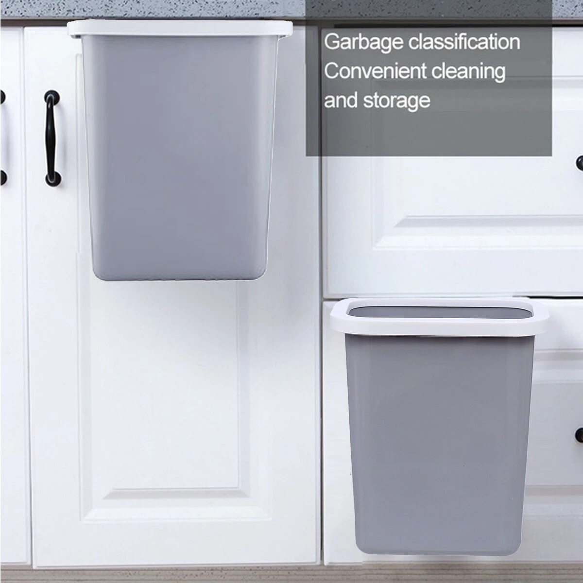 Kitchen countertop trash can door hanging type household plastic bucket without lid