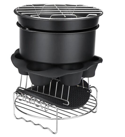7PCS Air Fryer Accessories Set Chips Baking Basket Pizza Pan Home Kitchen Tool