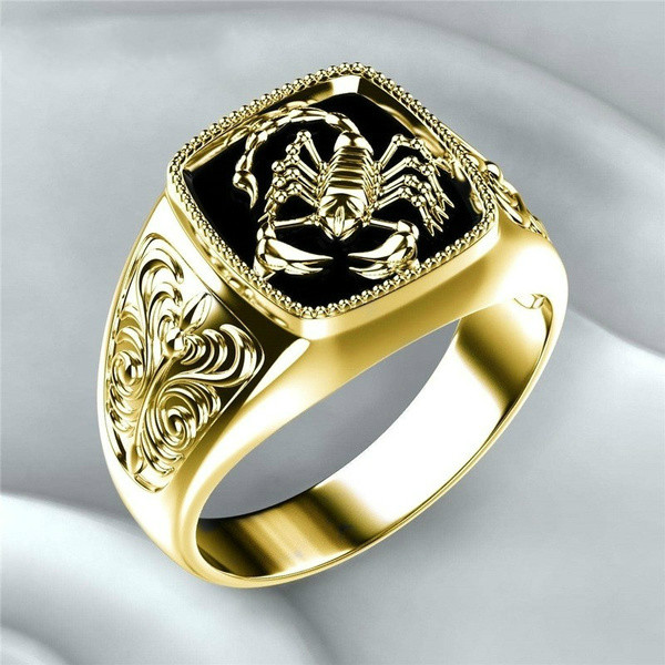 Men's enamel ring, European and American model, retro poison scorpion creative jewelry, punk style
