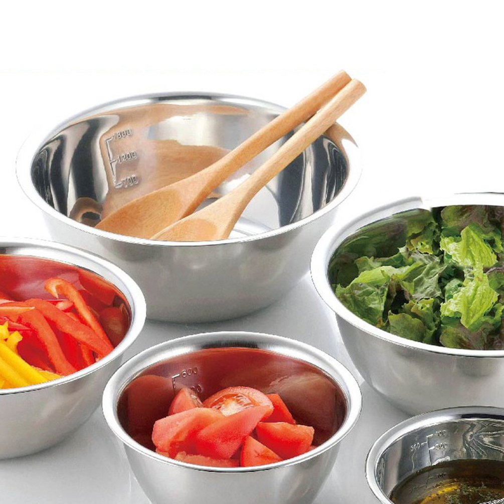 5pcs Stainless steel bowl set for mixing food, vegetables, fruits, rice, wash bowl, metal storage