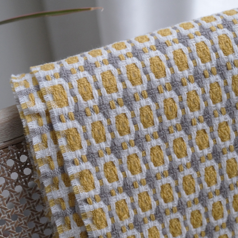 Pastoral Style Sofa Blanket Knitted Throws Simple Design Yellow Check Pattern Blanket Home Textiles