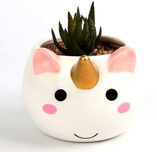 FLOWER POT WITH ARTIFICIAL PLANT AND SAND