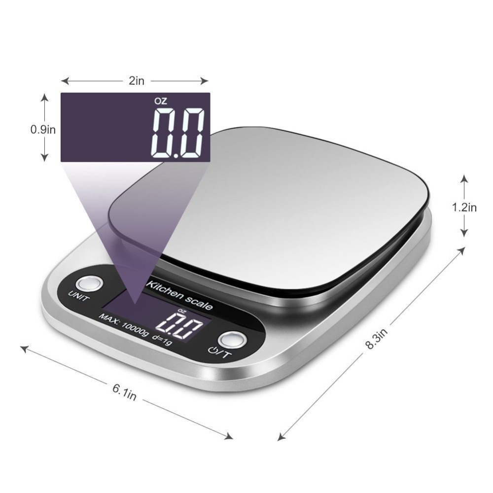 Electronic Household Kitchen Scale Measuring Platform Stainless Steel Baking Scale With LCD Display
