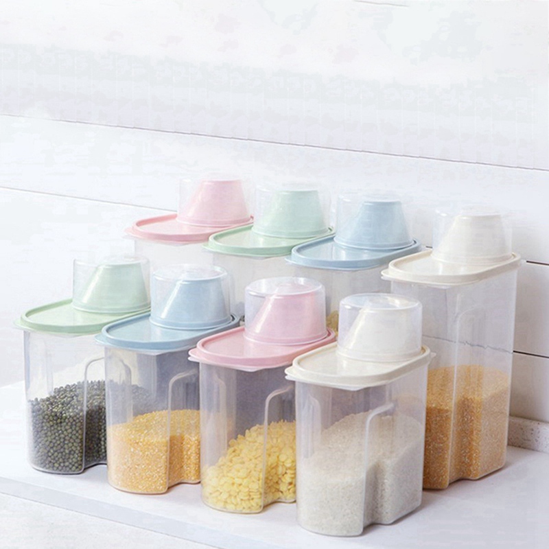 Plastic Cereal Dispenser Kitchen Food Storage Box Snacks Dried Fruit Grain Container Rice Sealed Can
