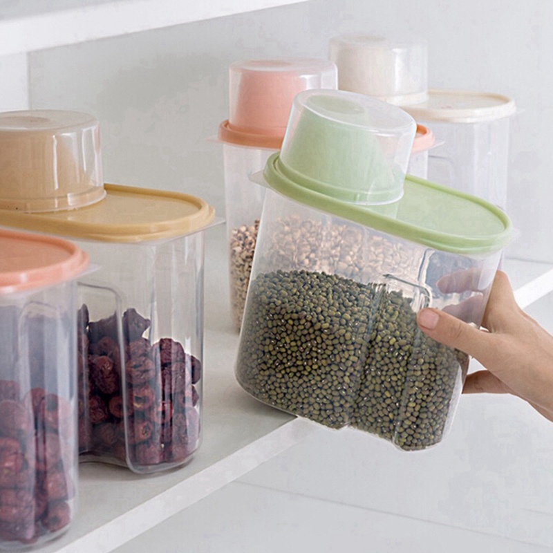 Plastic Cereal Dispenser Kitchen Food Storage Box Snacks Dried Fruit Grain Container Rice Sealed Can