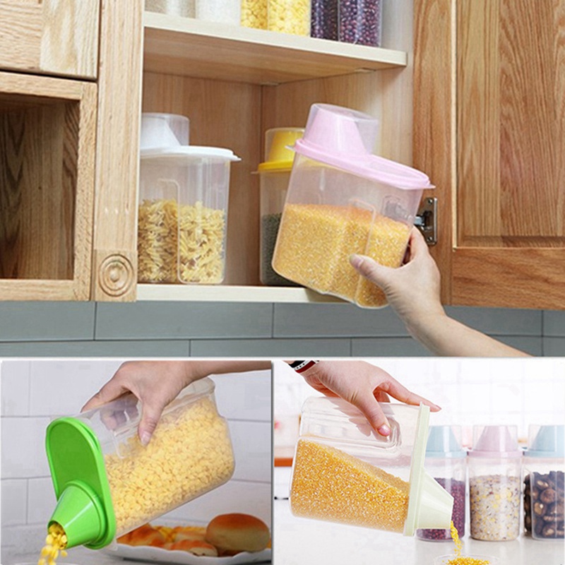 Plastic Cereal Dispenser Kitchen Food Storage Box Snacks Dried Fruit Grain Container Rice Sealed Can