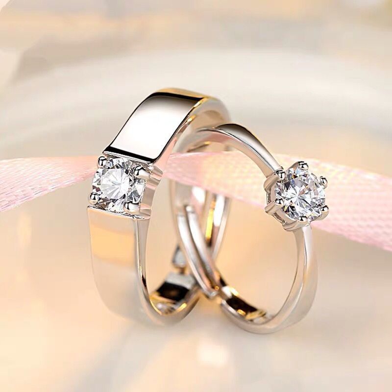 New 925 sterling silver jewelry , women's jewelry crystal four claws men and women  couple ring