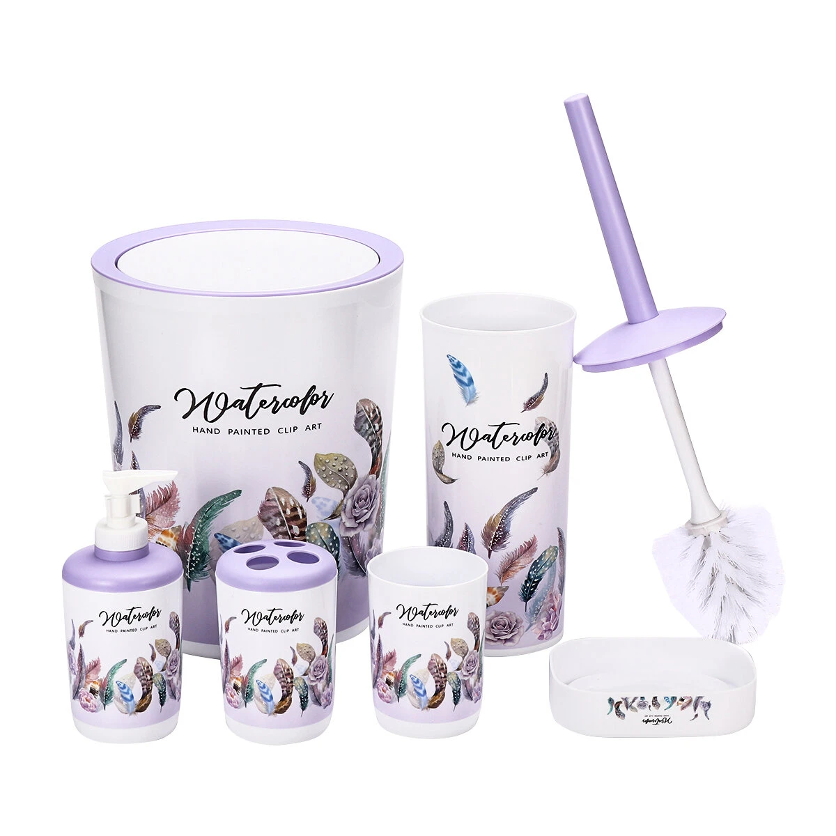 6Pcs Toiletries Bathroom Set Cup Toothbrush Holder Soap Dispenser Tray for Bathroom Decoration