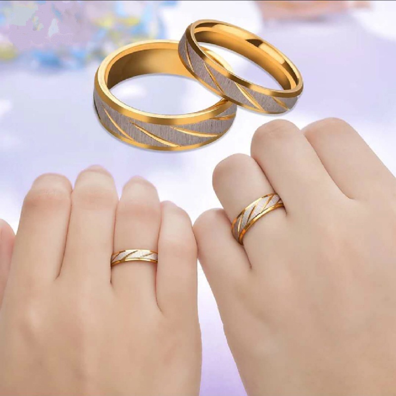 Steel rings couple gold wave pattern infinity wedding ring male and female engagement jewelry gifts