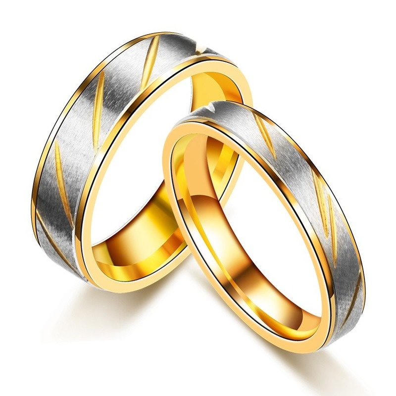 Steel rings couple gold wave pattern infinity wedding ring male and female engagement jewelry gifts