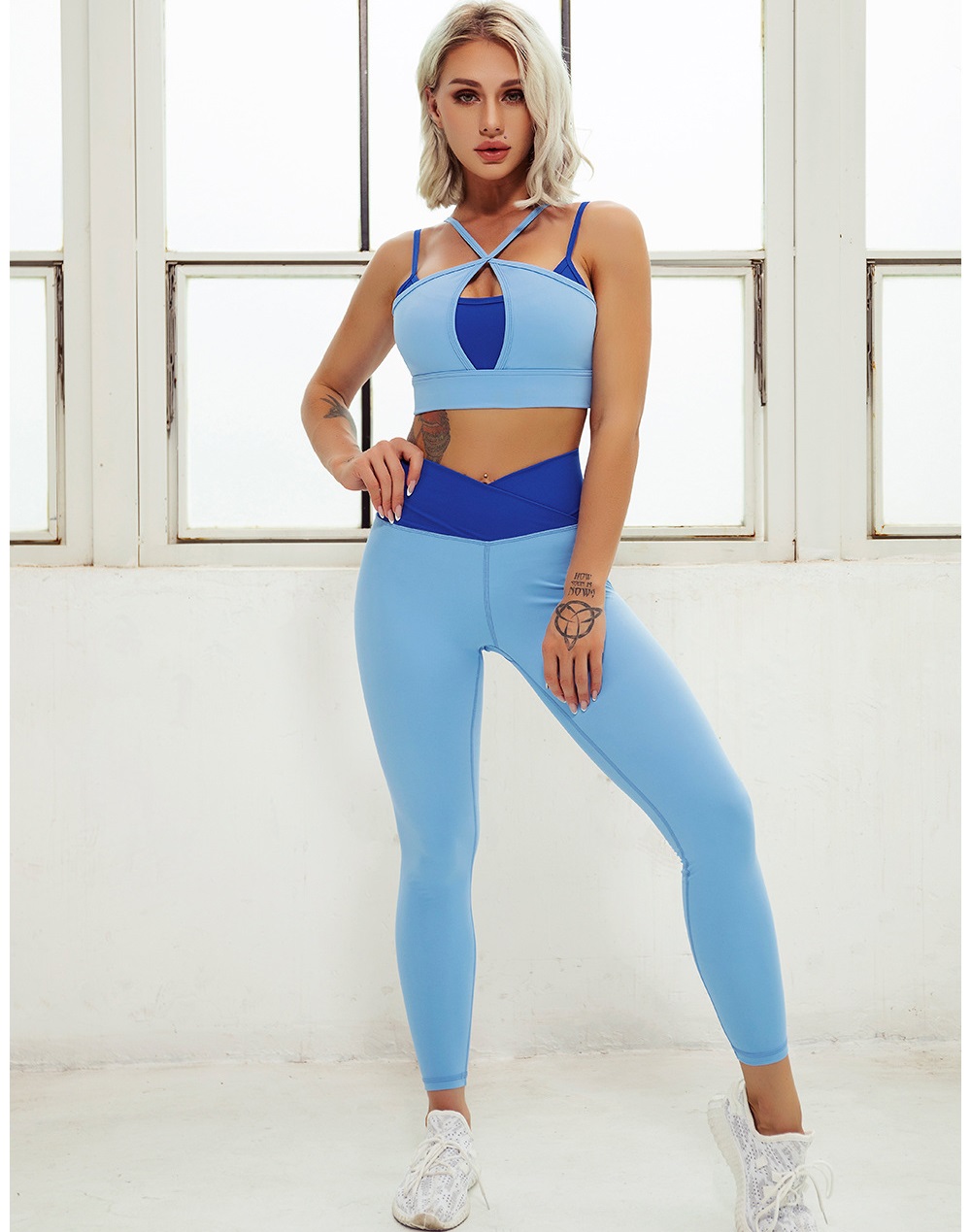 Fitness yoga set gym sport suits sexy female sports wear girl clothes yoga pants leggings bra top