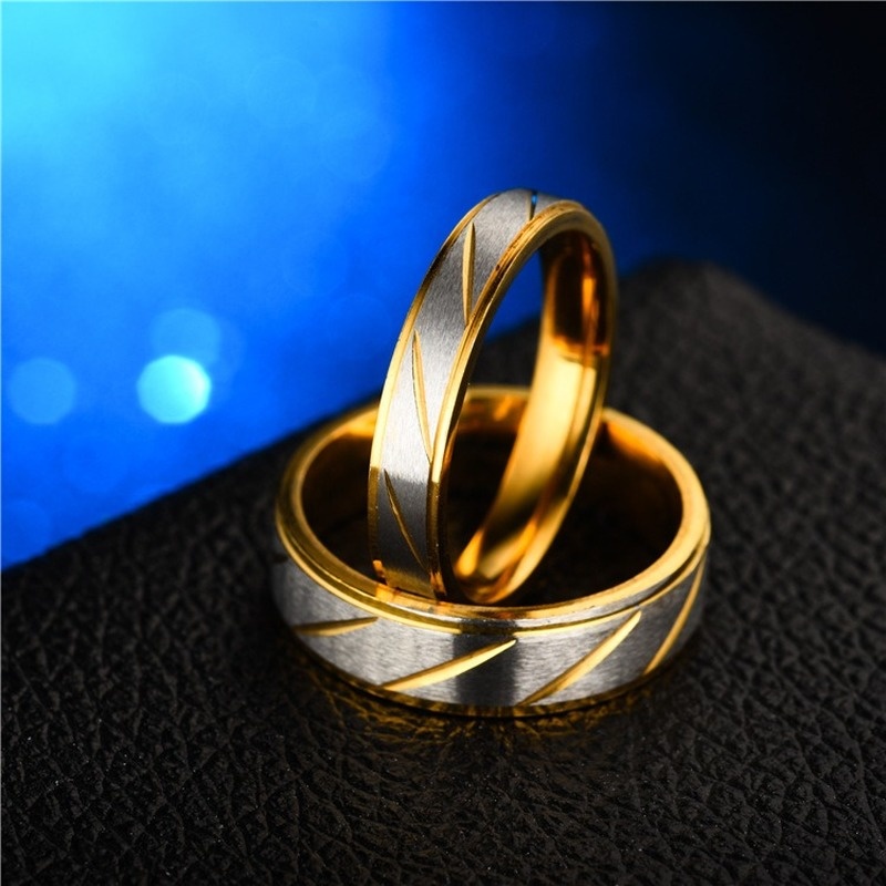 Steel rings couple gold wave pattern infinity wedding ring male and female engagement jewelry gifts