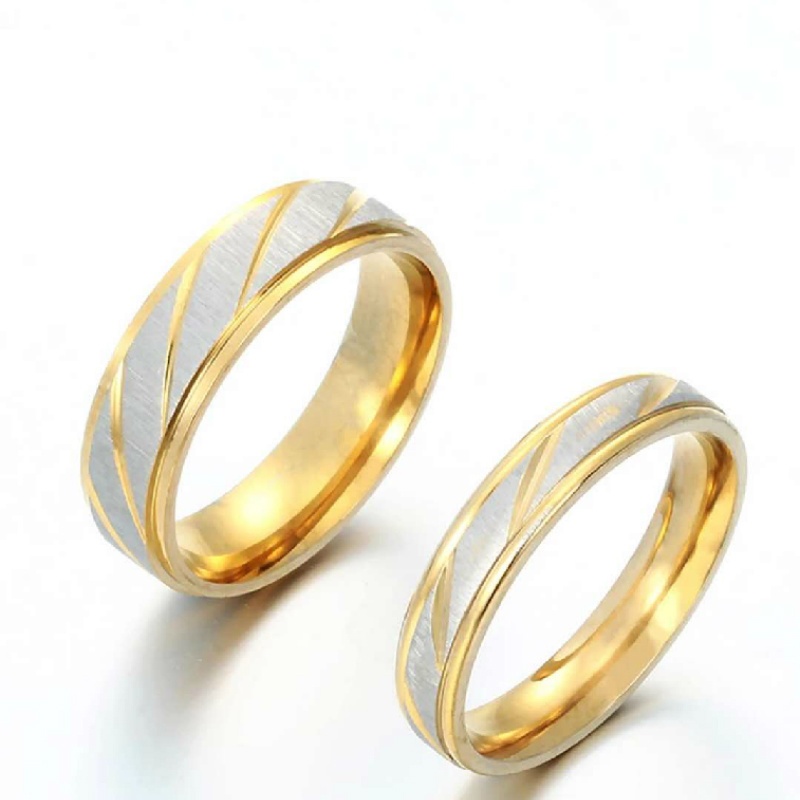 Steel rings couple gold wave pattern infinity wedding ring male and female engagement jewelry gifts