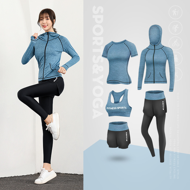 5PCS Seamless Women  Workout Sportswear Gym Clothing Running Clothing Fitness Long Sleeve Crop