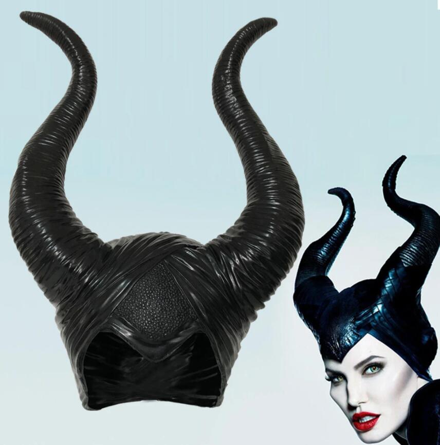 Halloween Costume Queen Horns Hat Magic Black Queen Witch Headgear Halloween Masquerade Party Props
