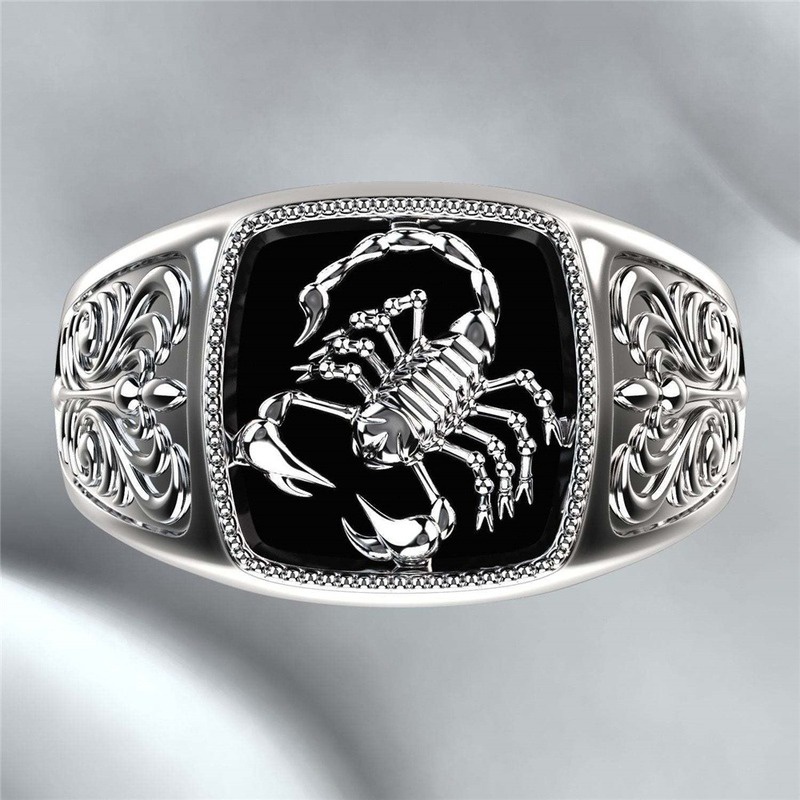 Men's enamel ring, European and American model, retro poison scorpion creative jewelry, punk style