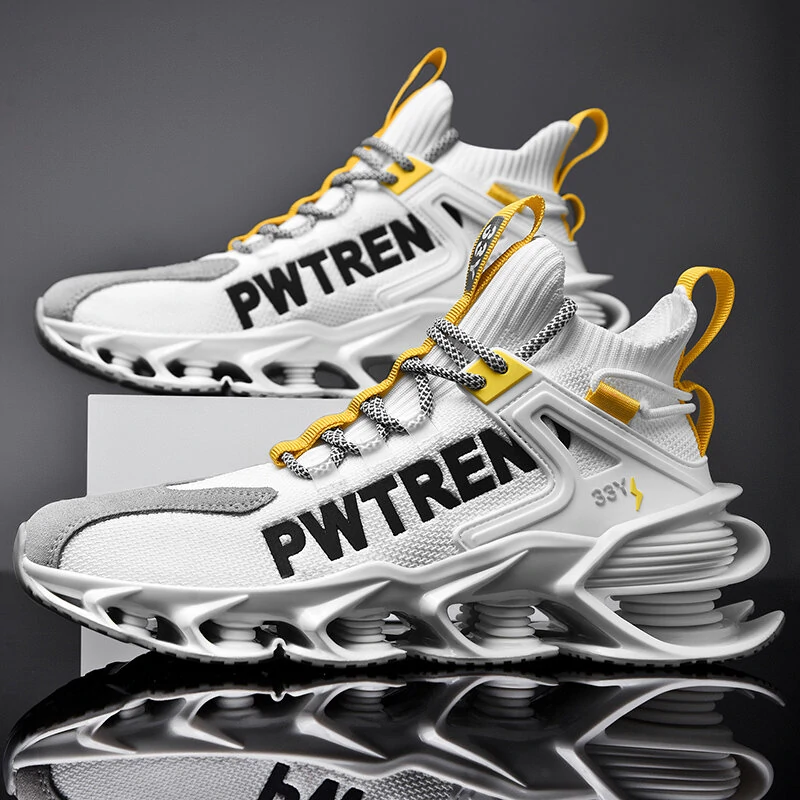 Men Breathable Fabric Soft Blade Sole Non Slip Comfy Reflect Casual Sports Shoes