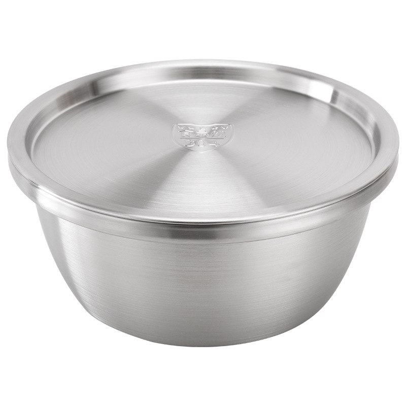 Set of stainless steel bowls, thick kitchen bowls for mixing salad with egg lid, vegetable bowl