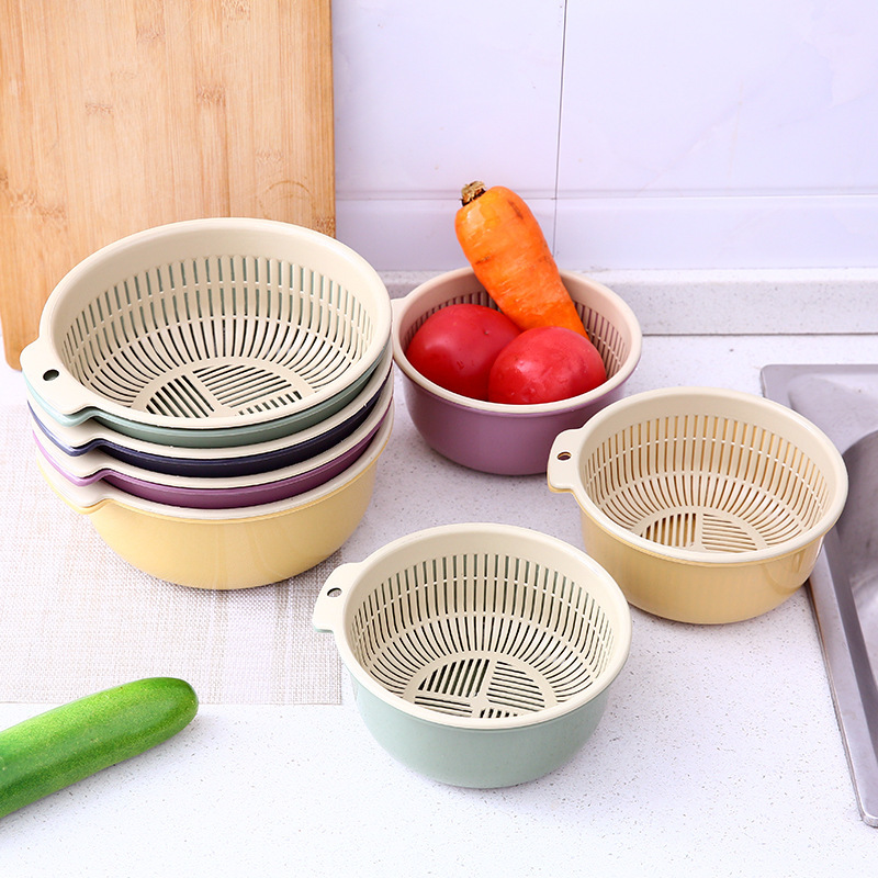 Double kitchen drainer for washing vegetables, fruit drain basket, kitchen tool Kitchen supplies