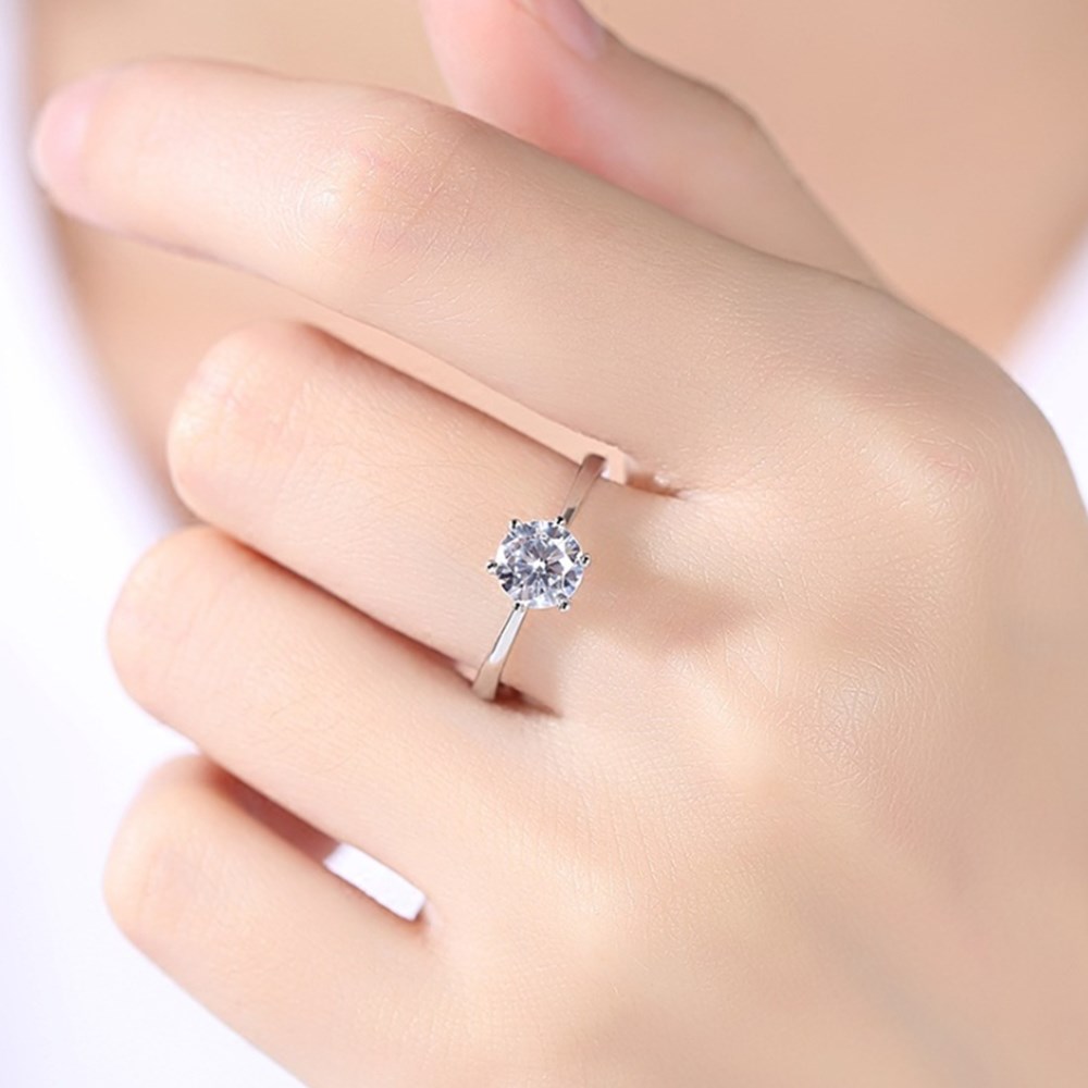 New 925 sterling silver jewelry , women's jewelry crystal four claws men and women  couple ring