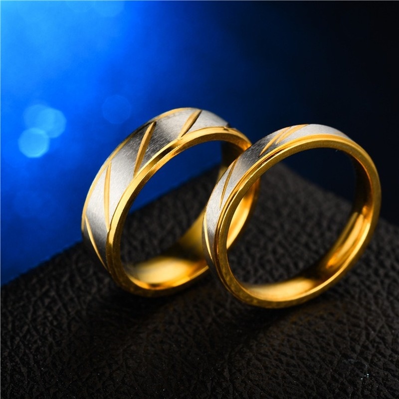 Steel rings couple gold wave pattern infinity wedding ring male and female engagement jewelry gifts
