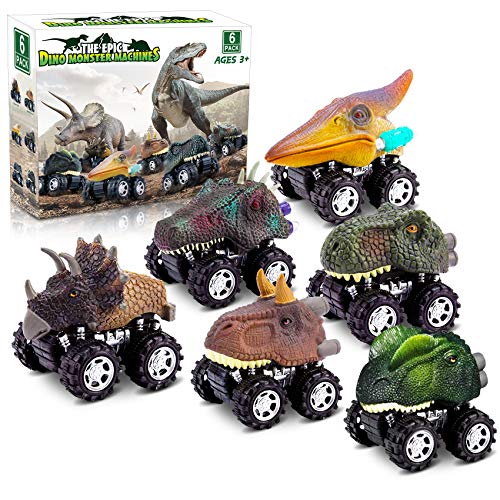 Boys and girls pull back car dinosaur toy 6-piece set 2-6 years old