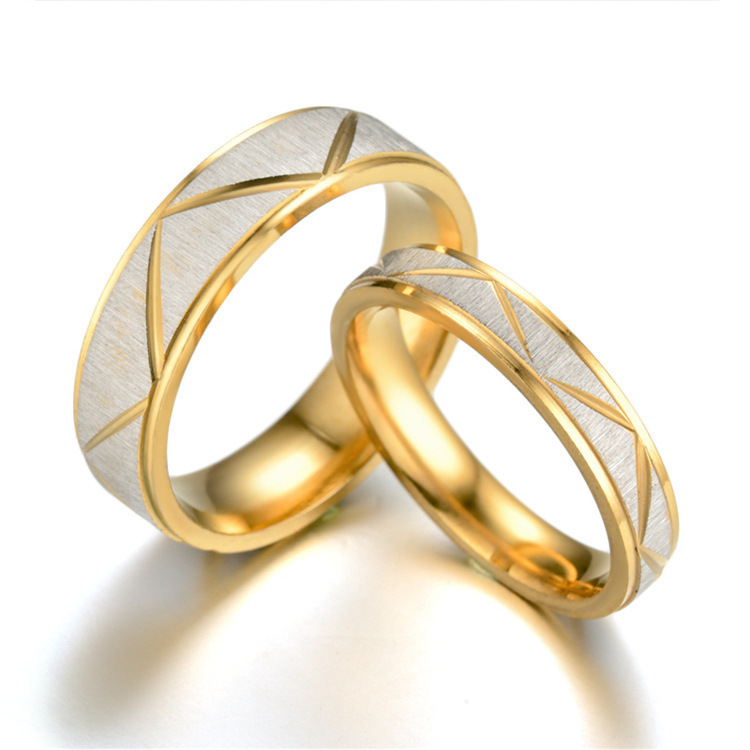 Steel rings couple gold wave pattern infinity wedding ring male and female engagement jewelry gifts