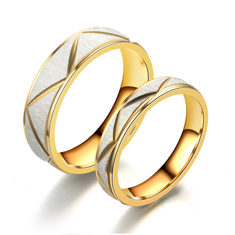 Steel rings couple gold wave pattern infinity wedding ring male and female engagement jewelry gifts