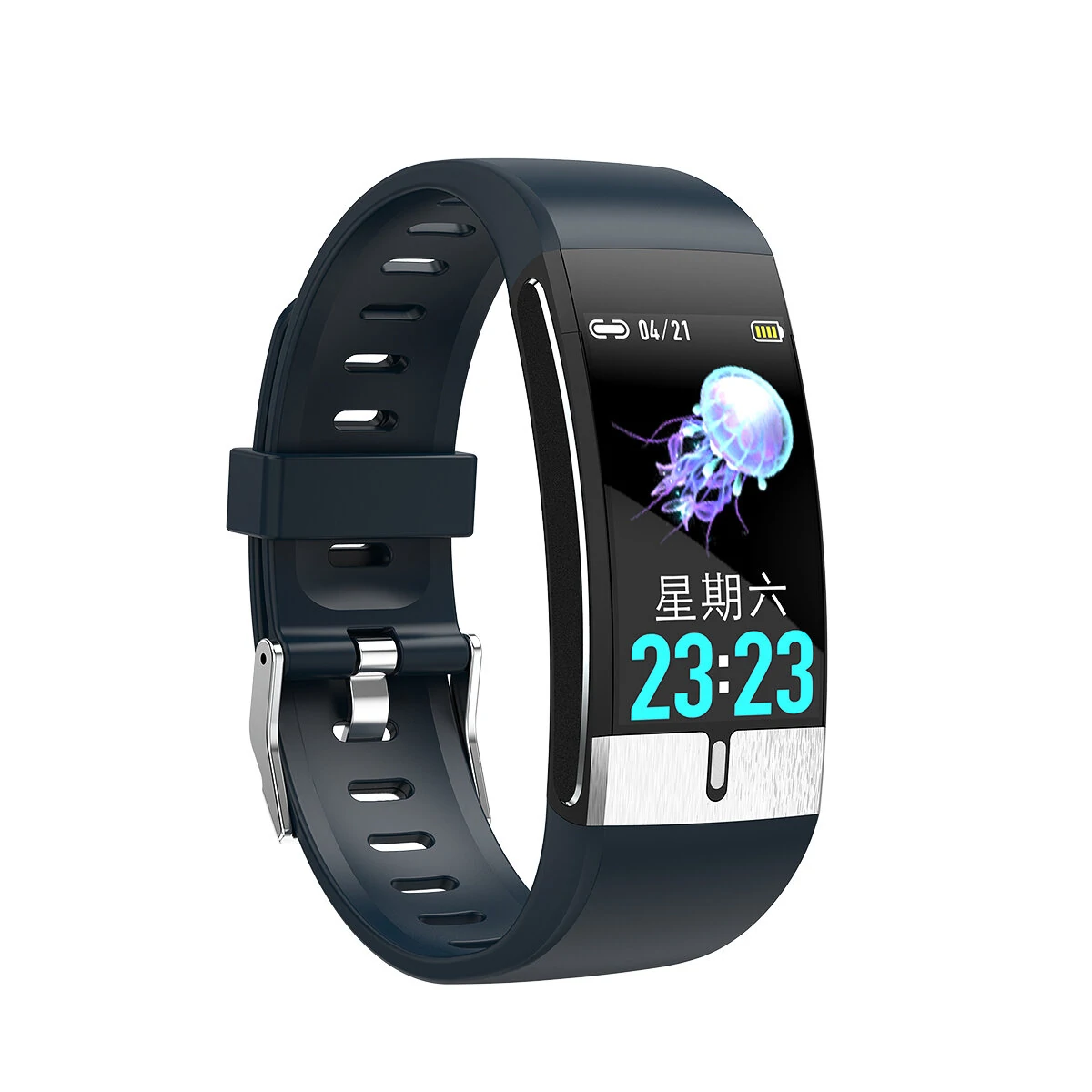 ECG+PPG Heart Rate Blood Pressure Oxygen Monitor IP68 Waterproof USB Charging Smart Watch
