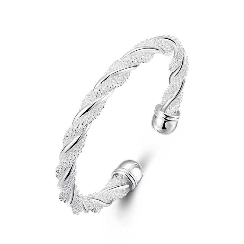 925 sterling silver bracelet, women's and men's wide braided mesh bracelet chain bracelet jewelry