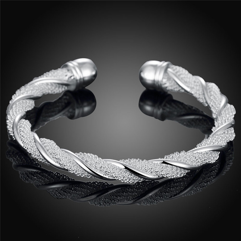 925 sterling silver bracelet, women's and men's wide braided mesh bracelet chain bracelet jewelry