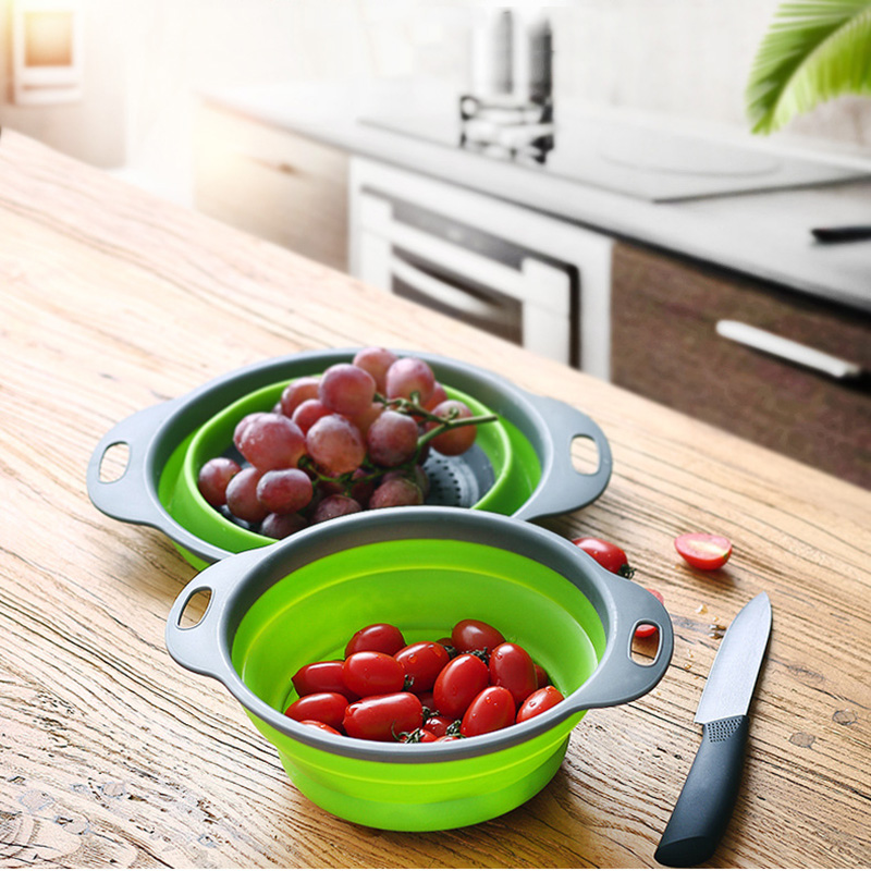 Kitchen Fruit and Vegetable Drain Basket Foldable Creative Basket Organizer and Kitchen Accessories