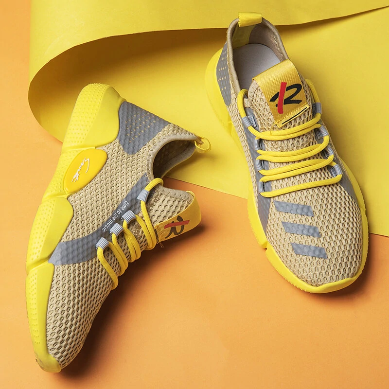 Men Colorblock Mesh Fabric Breathable Sport Casual Running Sneakers