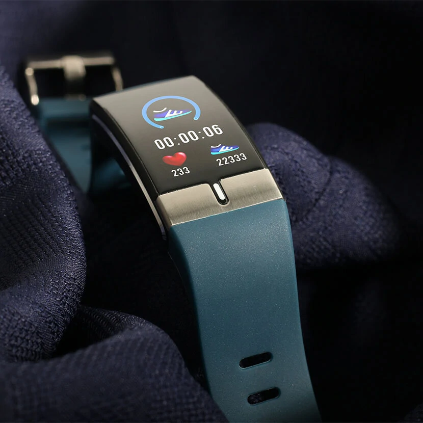 ECG+PPG Heart Rate Blood Pressure Oxygen Monitor IP68 Waterproof USB Charging Smart Watch