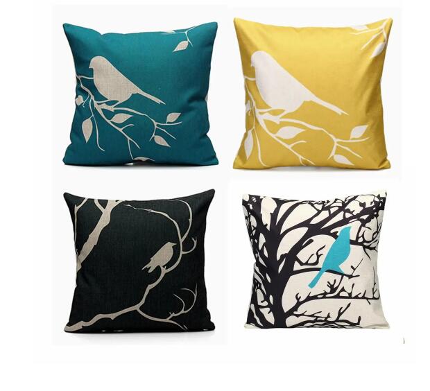 45x45cm Bird Square Pillow Case Cushion Cover Sofa Throw Home Bedroom Decor