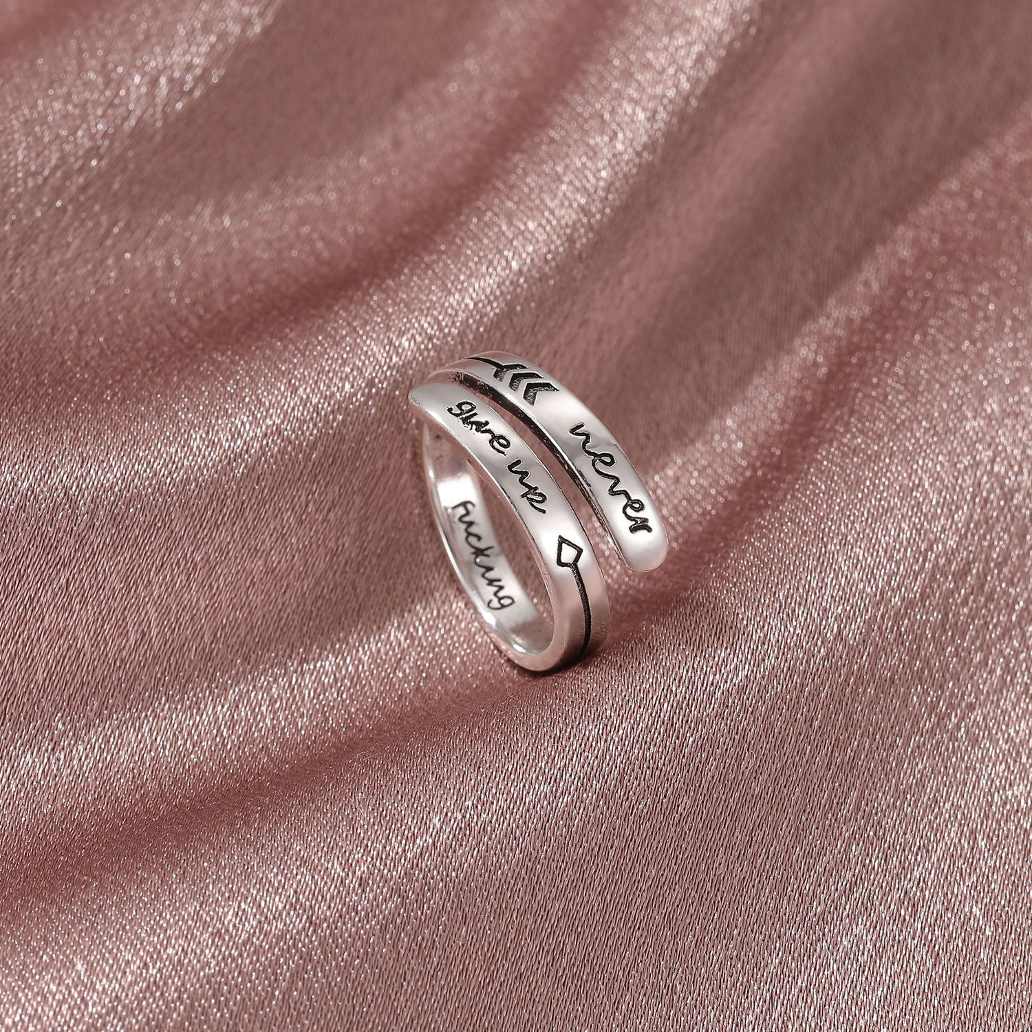 Retro open arrow feather ring, stylish and simple ins steel ring girl