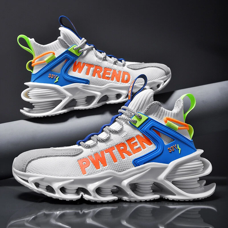 Men Breathable Fabric Soft Blade Sole Non Slip Comfy Reflect Casual Sports Shoes