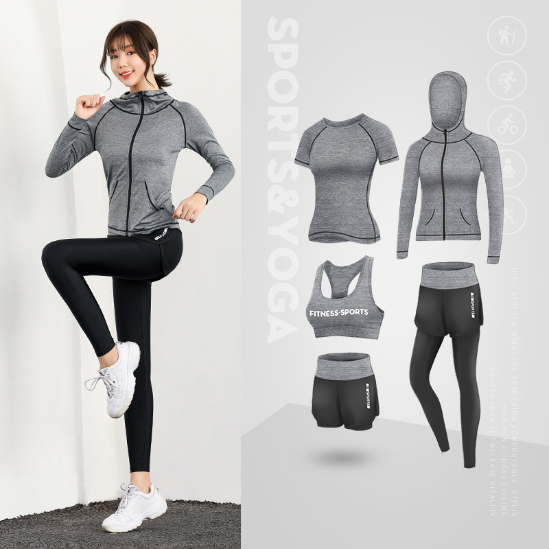 5PCS Seamless Women  Workout Sportswear Gym Clothing Running Clothing Fitness Long Sleeve Crop