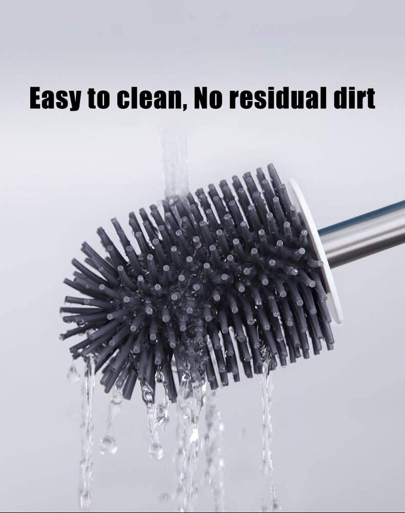 Toilet Brush , Silicone Bristles Bathroom Cleaning Bowl Brush Kit with Tweezers - White