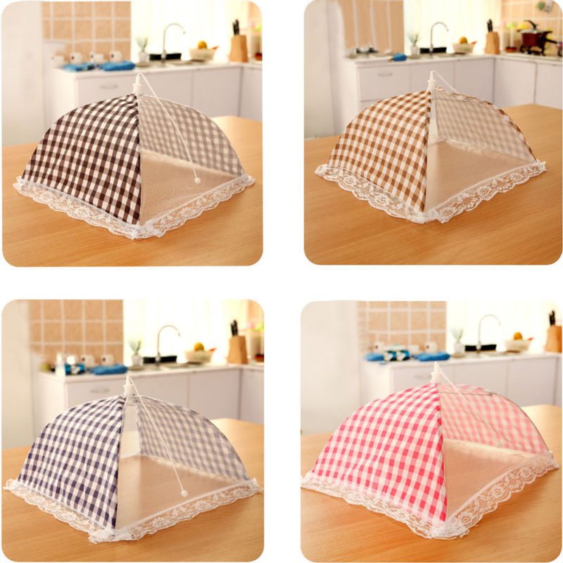 Folded food cover umbrella, transparent mesh food plate, kitchen utensils, dust cover, prevents dirt